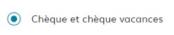 paiement par chèque et/ou chèque vacances