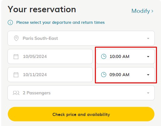 choosing the departure and return times