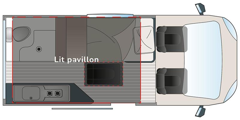 Implantation nuit Van aménagé Grand Confort